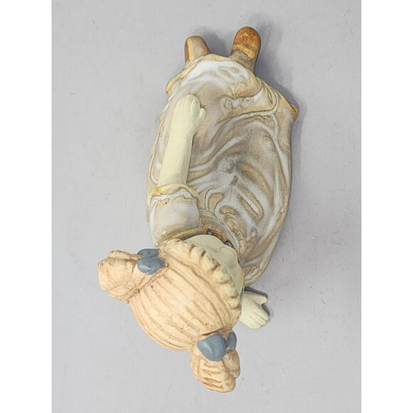 Vintage Handcrafted Ceramic Girl Figurine Dress Pigtails Blue Bow & Brown Shoes‎ - Picture 5 of 11